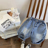 Baby Kid Boys Solid Color Ripped Pants Jeans
