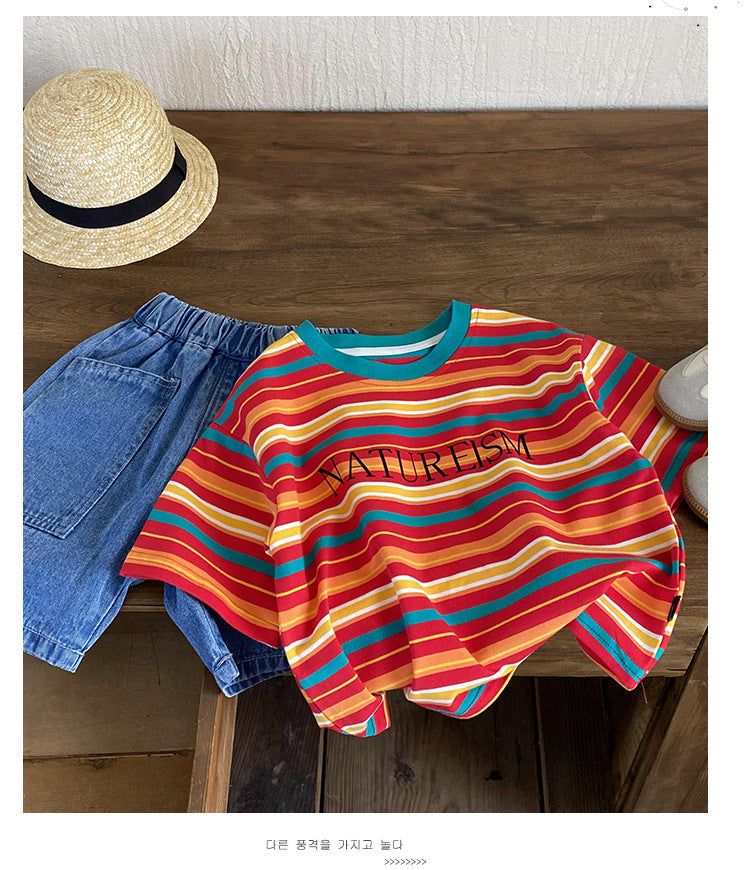 Baby Kid Boys Striped Letters T-Shirts