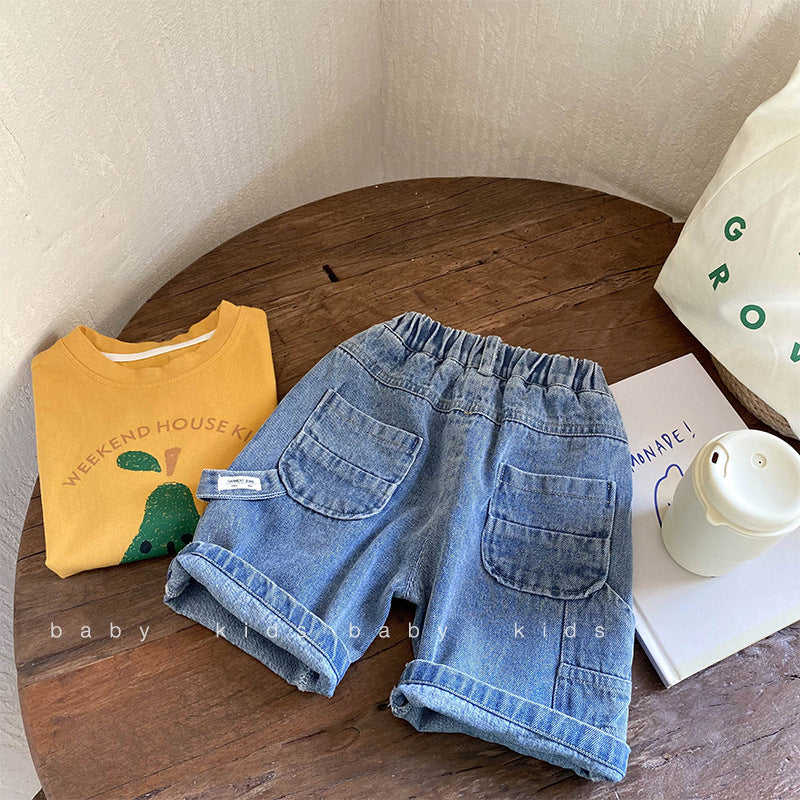 Baby Kid Boys Solid Color Shorts Jeans