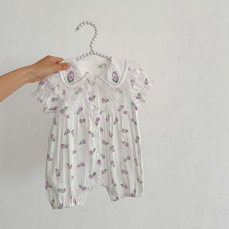 Baby Girls Flower Print Rompers