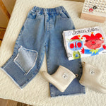 Baby Kid Unisex Color-blocking Jeans