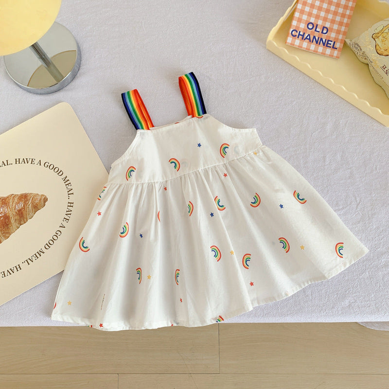 Baby Kid Girls Rainbow Print Dresses
