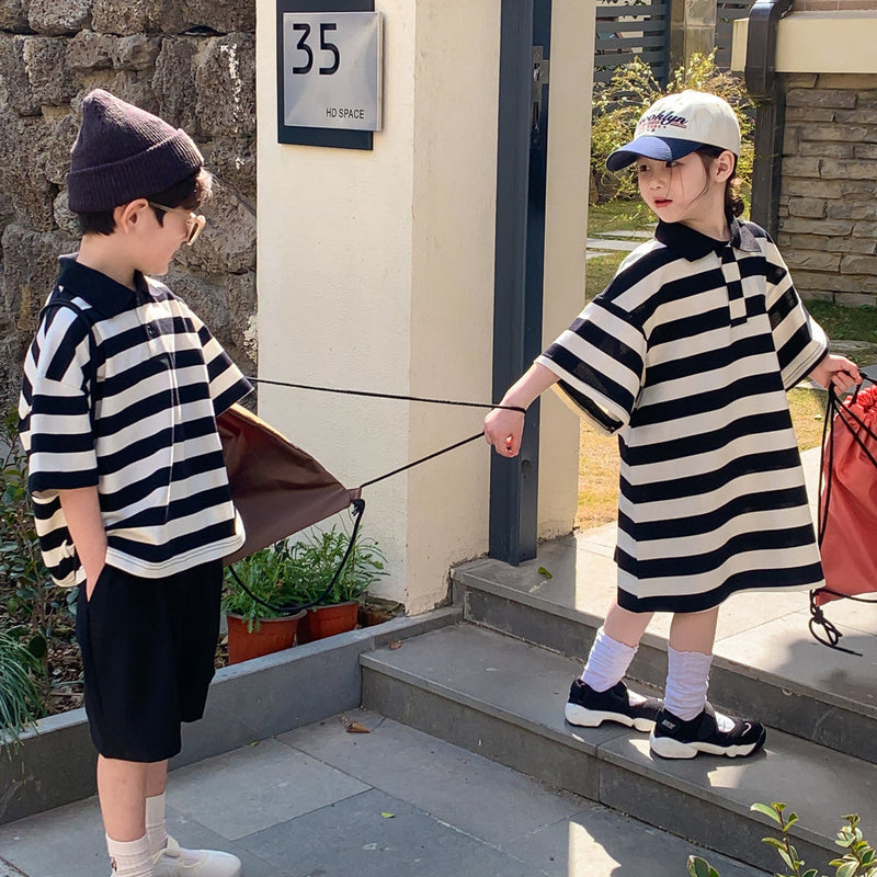 Baby Kid Unisex Striped Polo Shirts