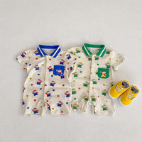 Baby Unisex Cartoon Print Rompers