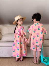 2 Pieces Set Baby Kid Boys Flower Print Shirts And Shorts