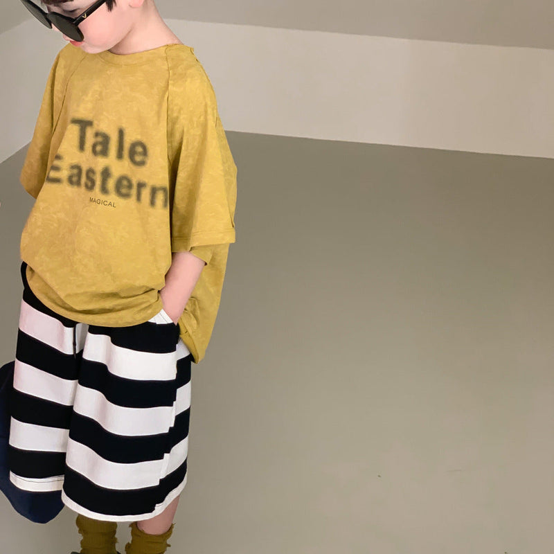 Baby Kid Boys Striped Color-blocking Shorts