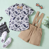2 Pieces Set Baby Kid Boys Striped Print Shirts And Solid Color Rompers