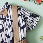 2 Pieces Set Baby Kid Boys Striped Print Shirts And Solid Color Rompers
