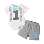 2 Pieces Set Baby Boys Letters Print Rompers And Expression Shorts