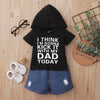 2 Pieces Set Baby Kid Boys Letters Hoodies Sweatshirts And Ripped Shorts