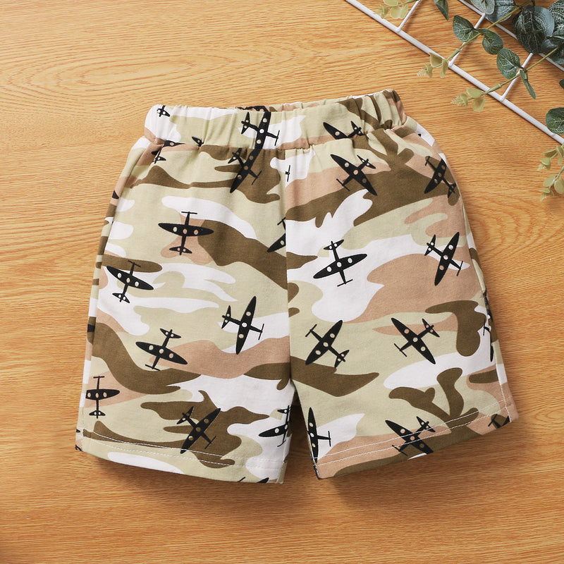 2 Pieces Set Baby Kid Boys Letters Tank Tops And Camo Shorts