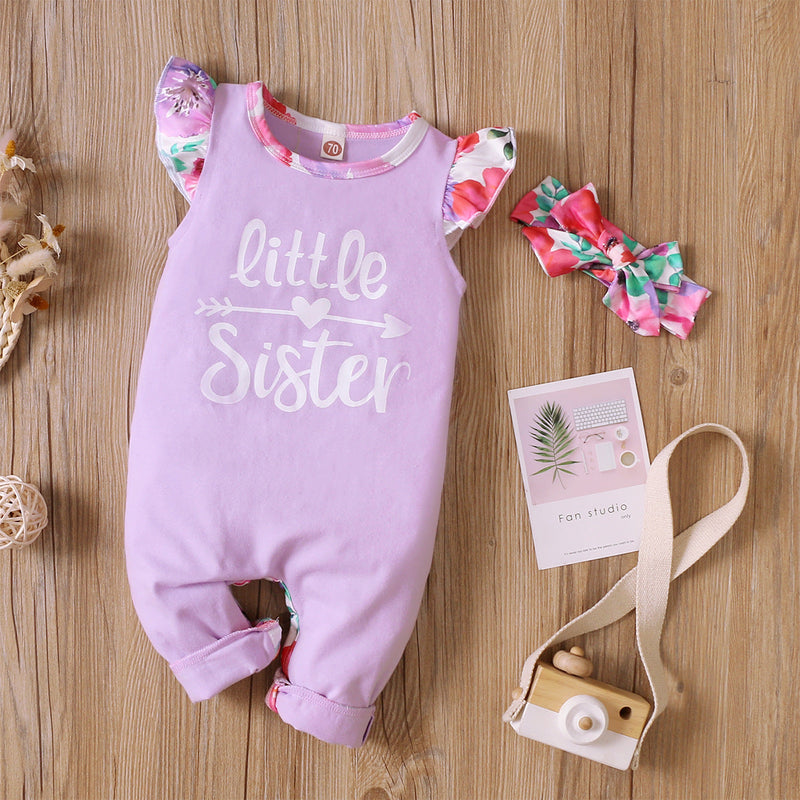 Baby Girls Letters Leopard print Jumpsuits