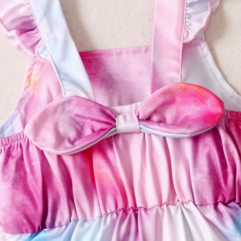 Baby Kid Girls Letters Fruit Tie Dye Print Dresses