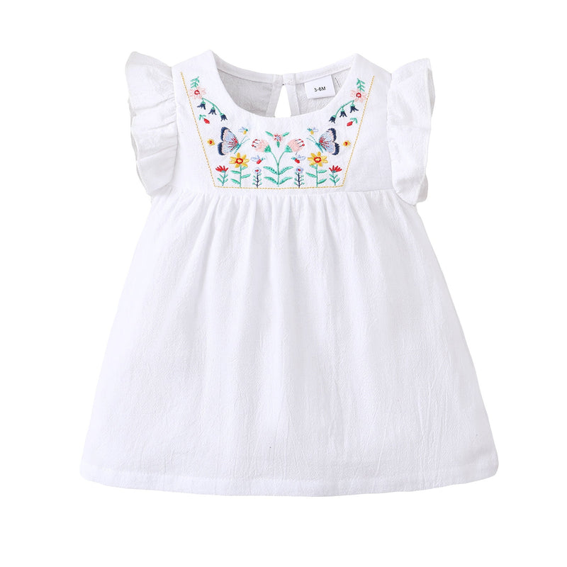Baby Girls Flower Butterfly Embroidered Dresses