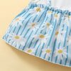 2 Pieces Set Baby Kid Girls Flower Print Tops And Solid Color Shorts