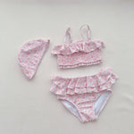 3 Pieces Set Baby Kid Girls Beach Print Tank Tops And Shorts And Hats