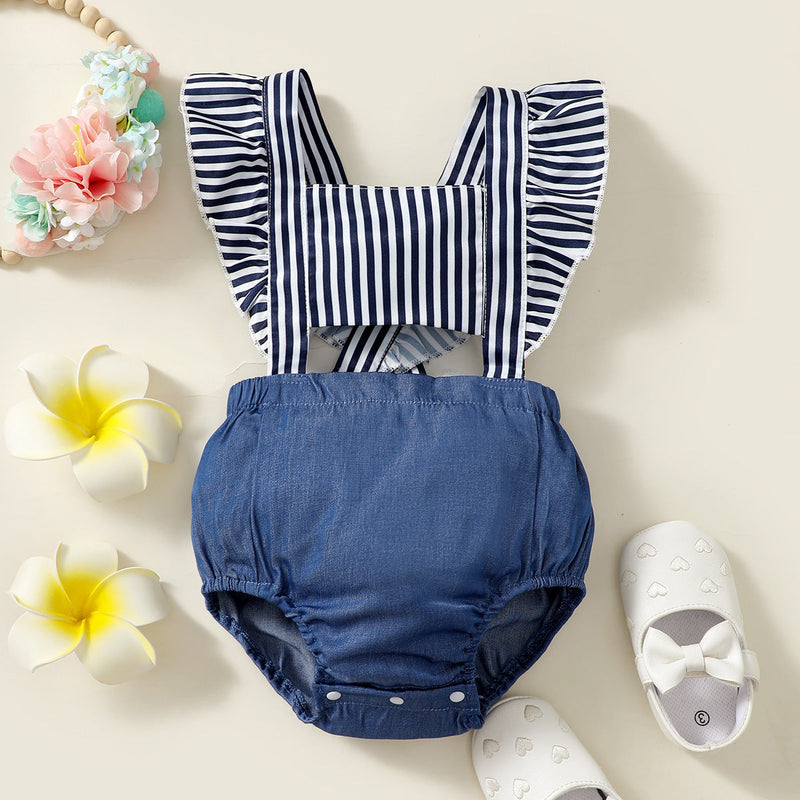 Baby Girls Striped Rompers
