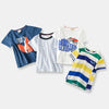 Baby Kid Boys Striped Car Cartoon Embroidered T-Shirts