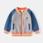 Baby Kid Boys Striped Color-blocking Cartoon Print Jackets Outwears