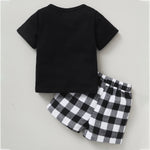 2 Pieces Set Baby Boys Letters T-Shirts And Checked Shorts