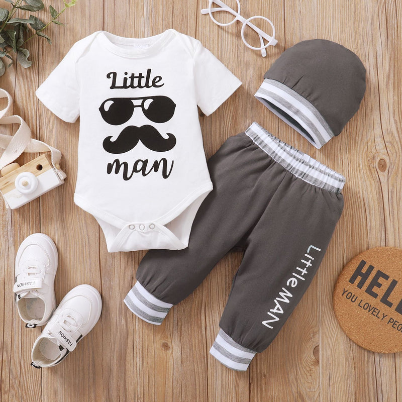 2 Pieces Set Baby Boys Letters Print Rompers And Pants