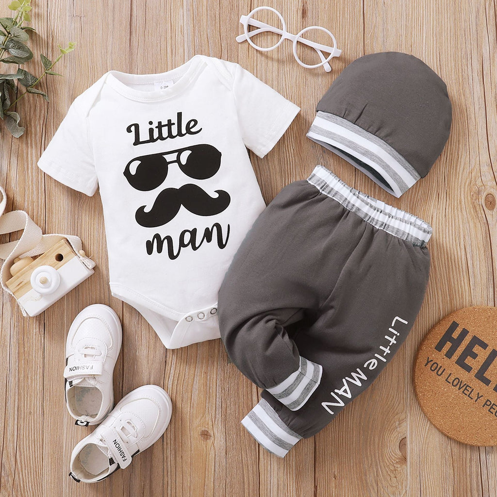 2 Pieces Set Baby Boys Letters Print Rompers And Pants