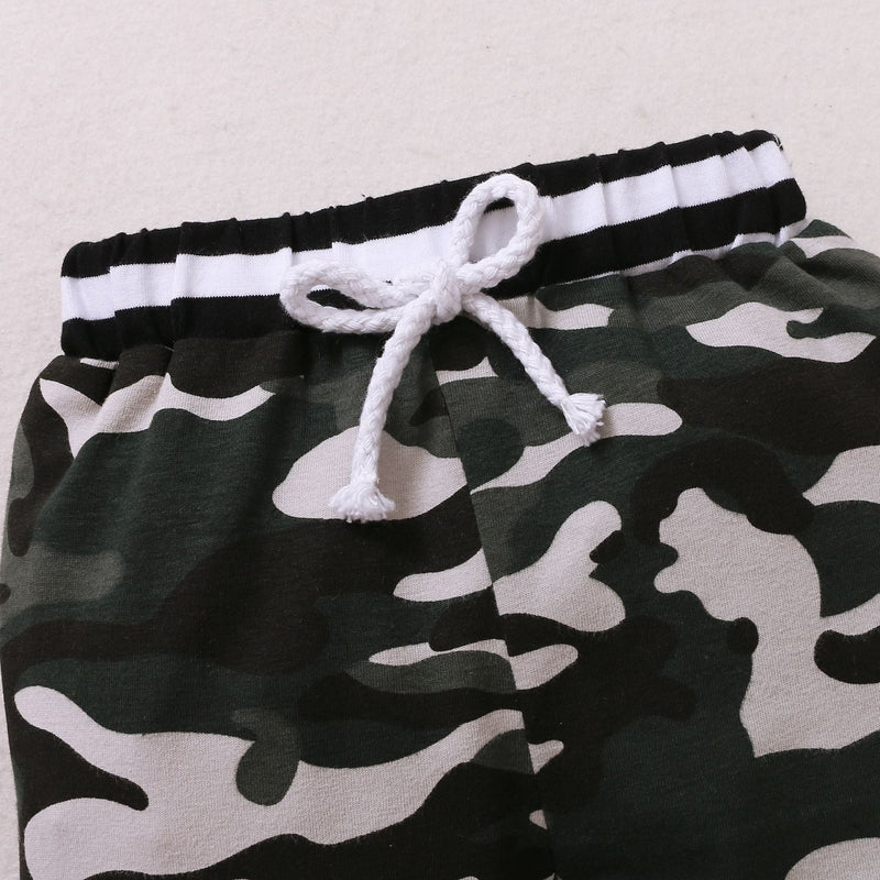 2 Pieces Set Baby Boys Letters Rompers And Camo Pants
