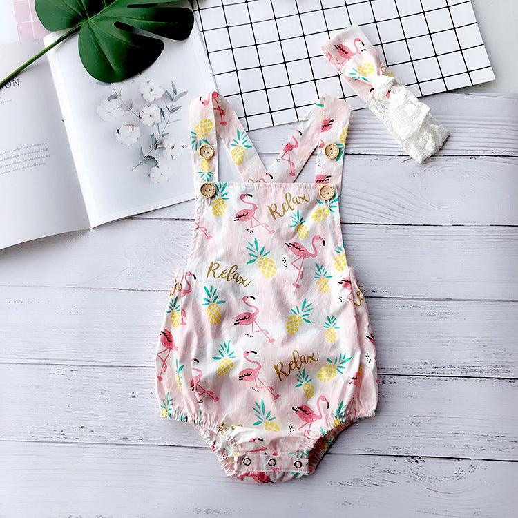 Baby Girls Flamingo Print Rompers