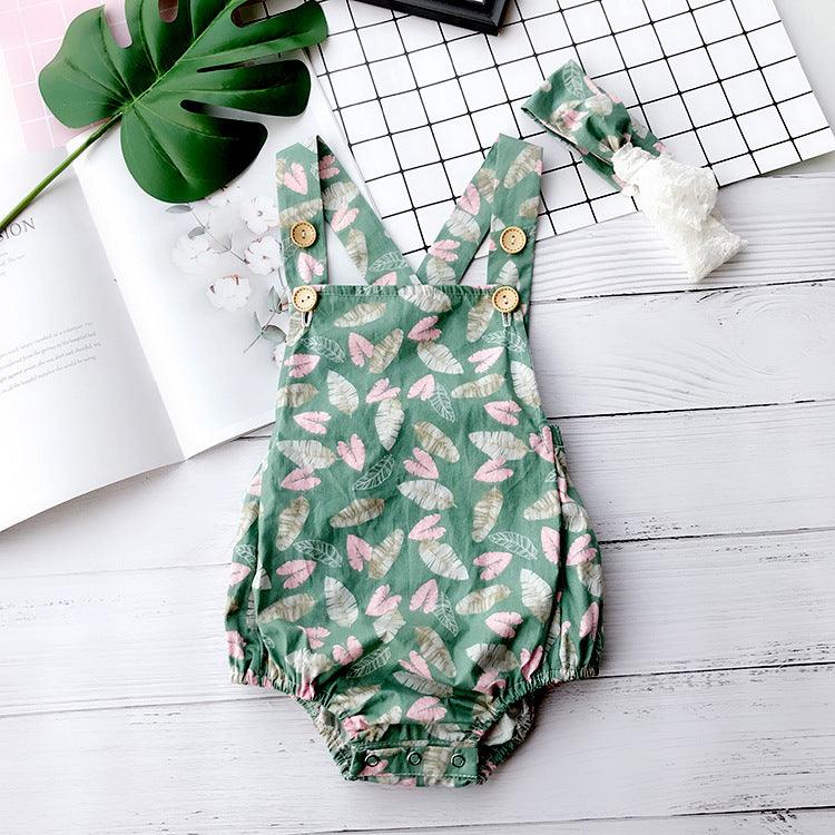 Baby Girls Plant Print Rompers