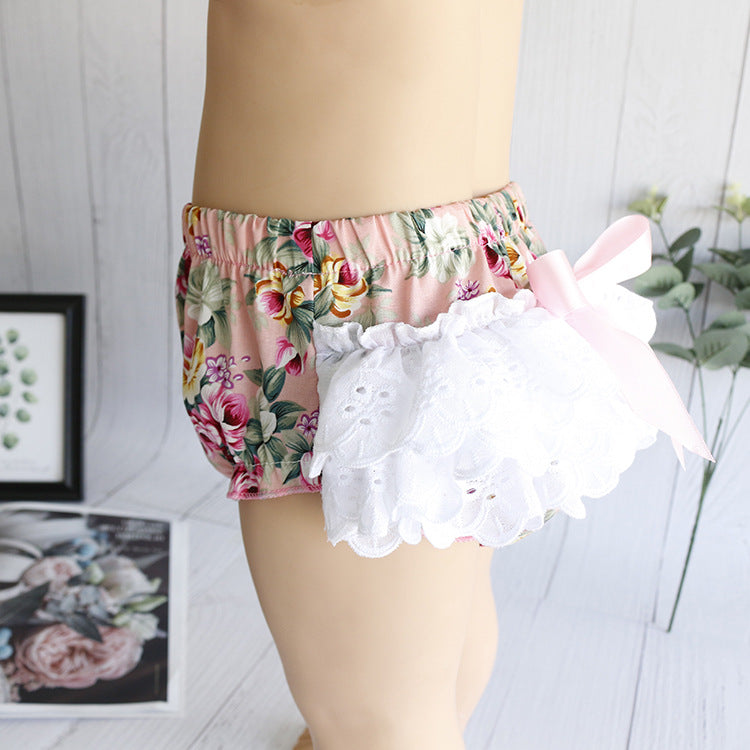 Baby Girls Flower Bow Print Shorts