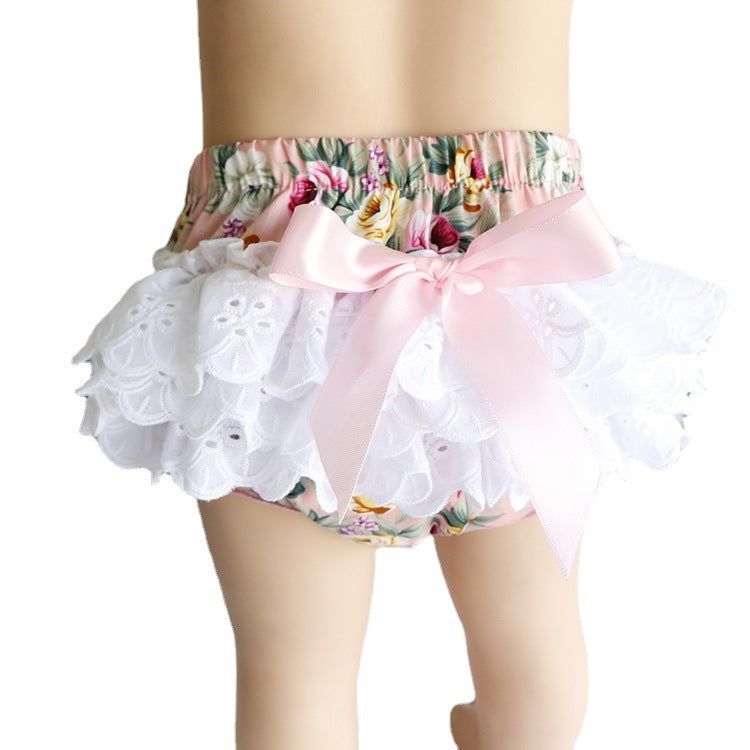 Baby Girls Flower Bow Print Shorts
