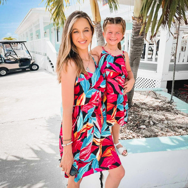 Mommy And Me Kid Flower Print Dresses