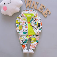 3-piece Floral Printed Hooded Coat & Sweatshirts & Pants for Children Boy - PrettyKid