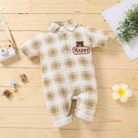 Baby Boys Polo Neck Plaid One Piece - PrettyKid