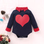 Baby Boys Long Sleeve Jumpsuit with Collar and Sleeve Clashing Love Print - PrettyKid