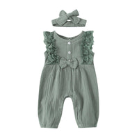 Baby Girls' Solid Lace Sleeveless Jumpsuit - PrettyKid