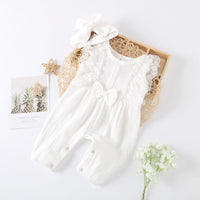 Baby Girls' Solid Lace Sleeveless Jumpsuit - PrettyKid