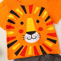 2-piece Lion Pattern T-shirt & Shorts for Baby Boy - PrettyKid