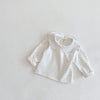 Toddler Kids Girls Solid Color Doll Collar Long-sleeved T-shirt Top - PrettyKid