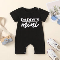 Baby Boys Solid Cotton Lettered Short Sleeve Jumpsuit - PrettyKid