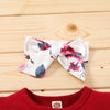 Girls Summer Solid Letter Short Sleeve T-shirt Floral Print Shorts Hair Band 3PCS - PrettyKid