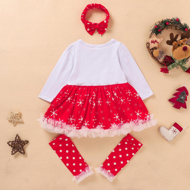 Baby Girls Christmas Costume Cartoon Printed Letter Red Jumpsuit - PrettyKid