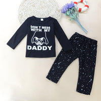 Toddler Boys Letter Printed Sweater Pants Set - PrettyKid