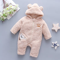 Baby Boys Girls Cartoon Animal Embroidered Thickened Lamb Wool Hoodie - PrettyKid