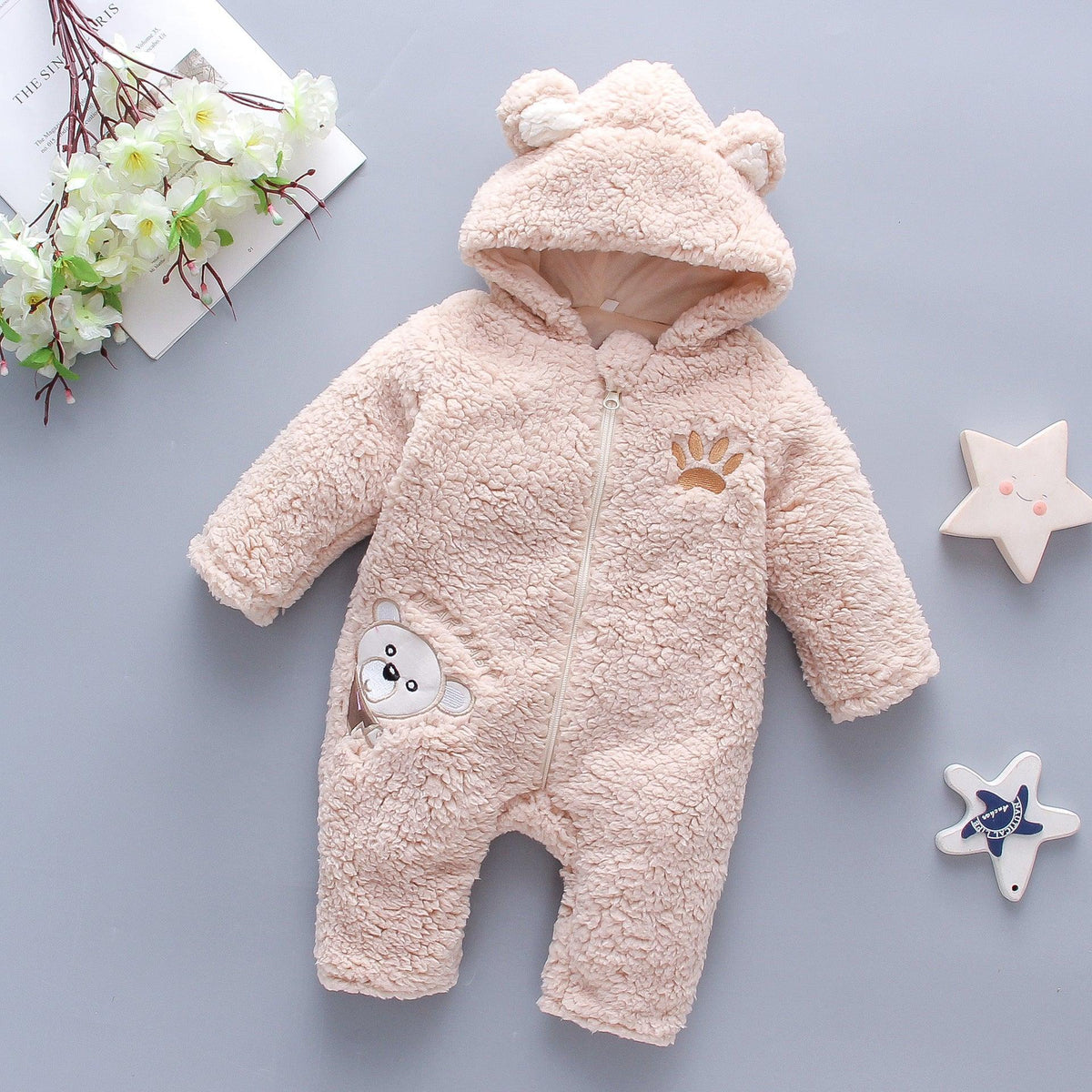 Baby Boys Girls Cartoon Animal Embroidered Thickened Lamb Wool Hoodie - PrettyKid