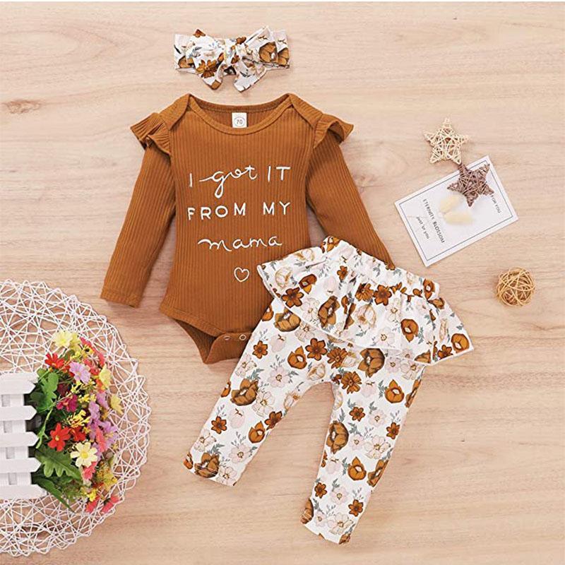 3-piece Romper & Headband & Floral Pants for Baby Girl - PrettyKid