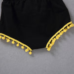 Toddler Girls Sunflower Print Suspender Skirt Top Bow Shorts Set - PrettyKid