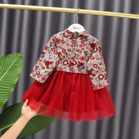 Toddler Kids Girls Bow and Velvet Print Dress - PrettyKid