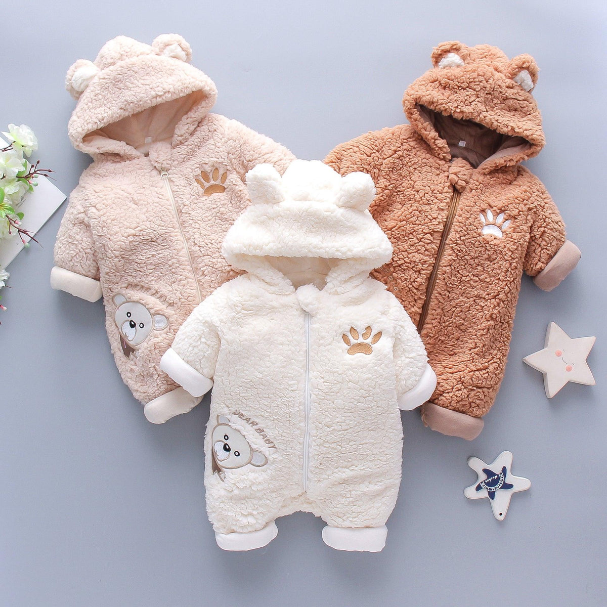 Baby Boys Girls Cartoon Animal Embroidered Thickened Lamb Wool Hoodie - PrettyKid