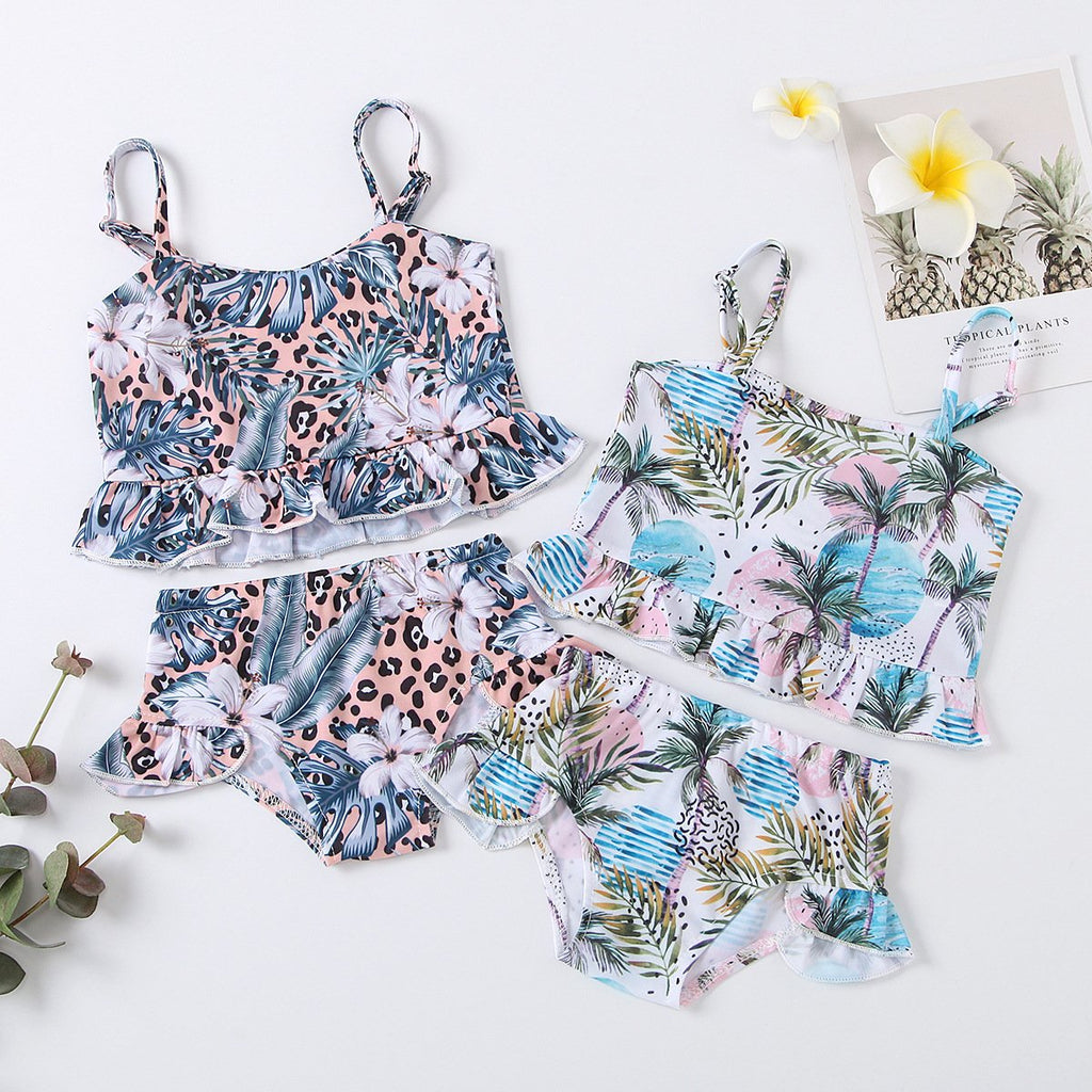 Spaghetti-Strap Floral Print Swimsuit Two-Piece - PrettyKid